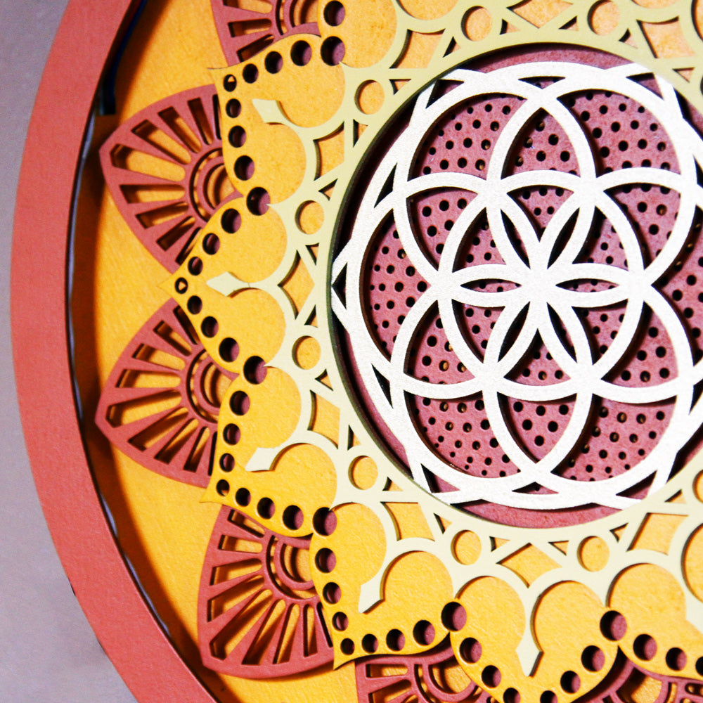Seed of Life Mandala Lightbox - Orange Dusk