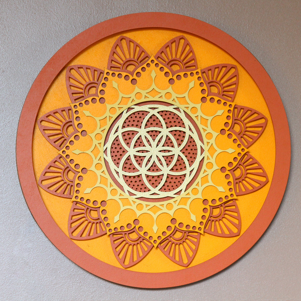 Seed of Life Mandala Lightbox - Orange Dusk