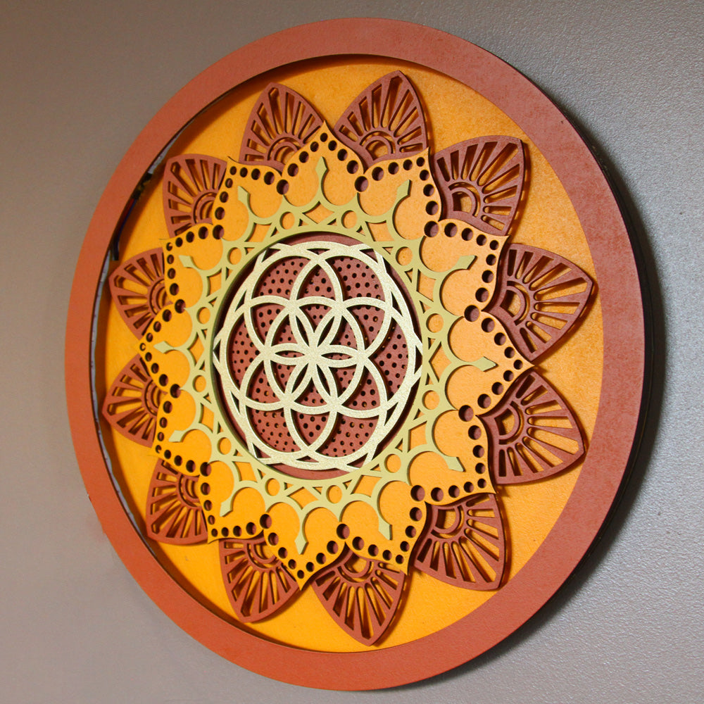 Seed of Life Mandala Lightbox - Orange Dusk