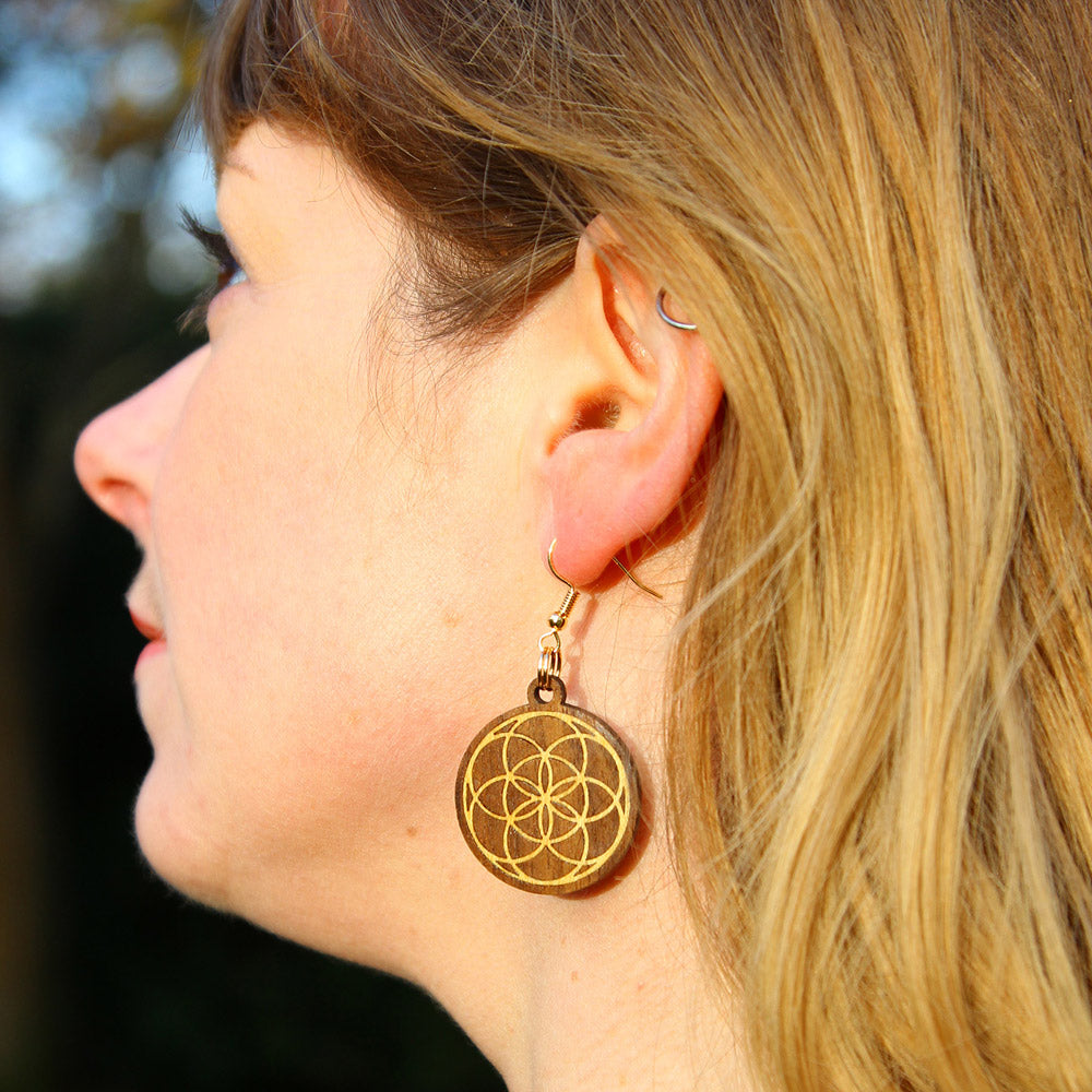 Seed of Life Inlaid Earrings