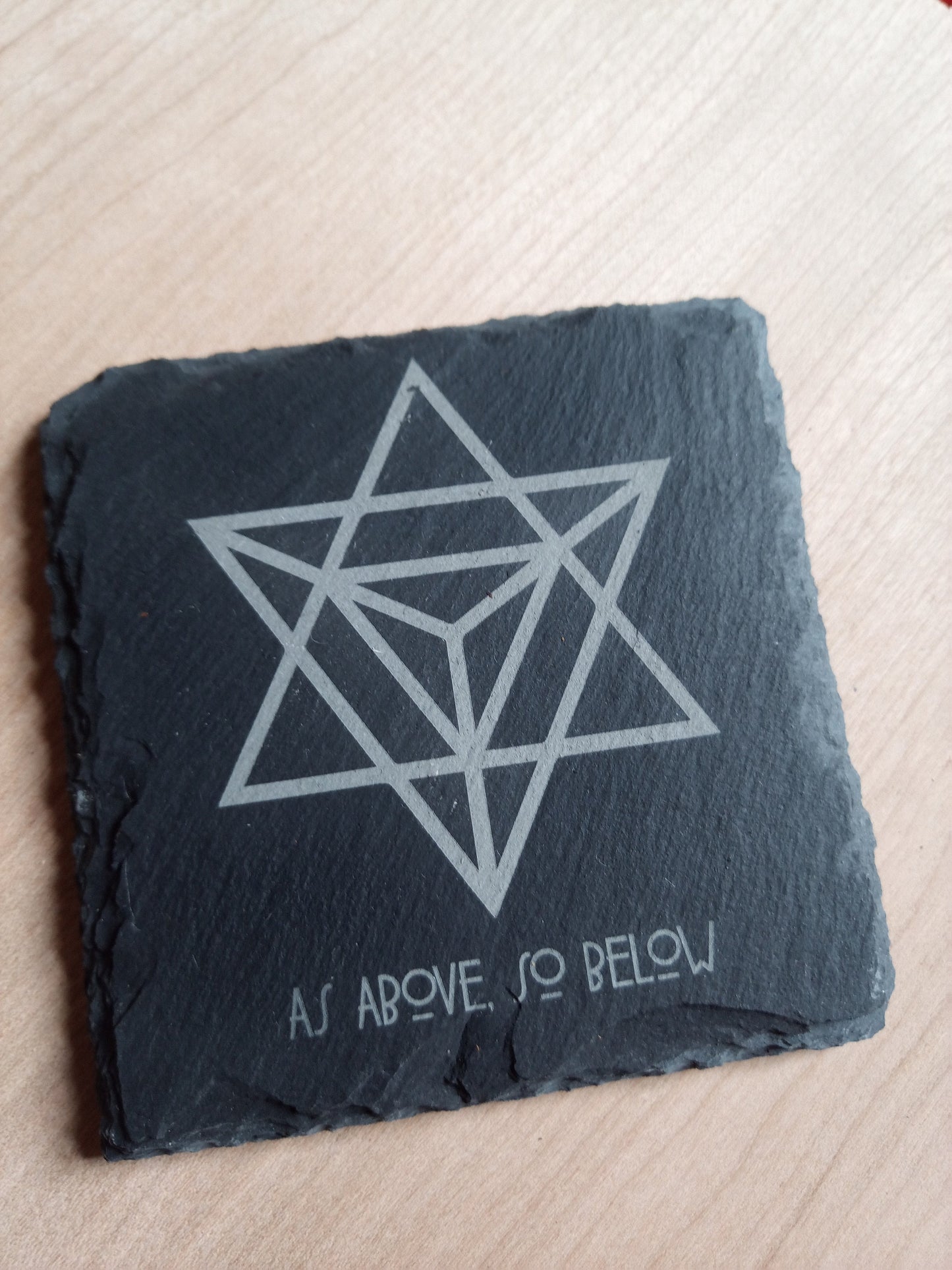 'Merkaba' Sacred Geometry Slate Coaster