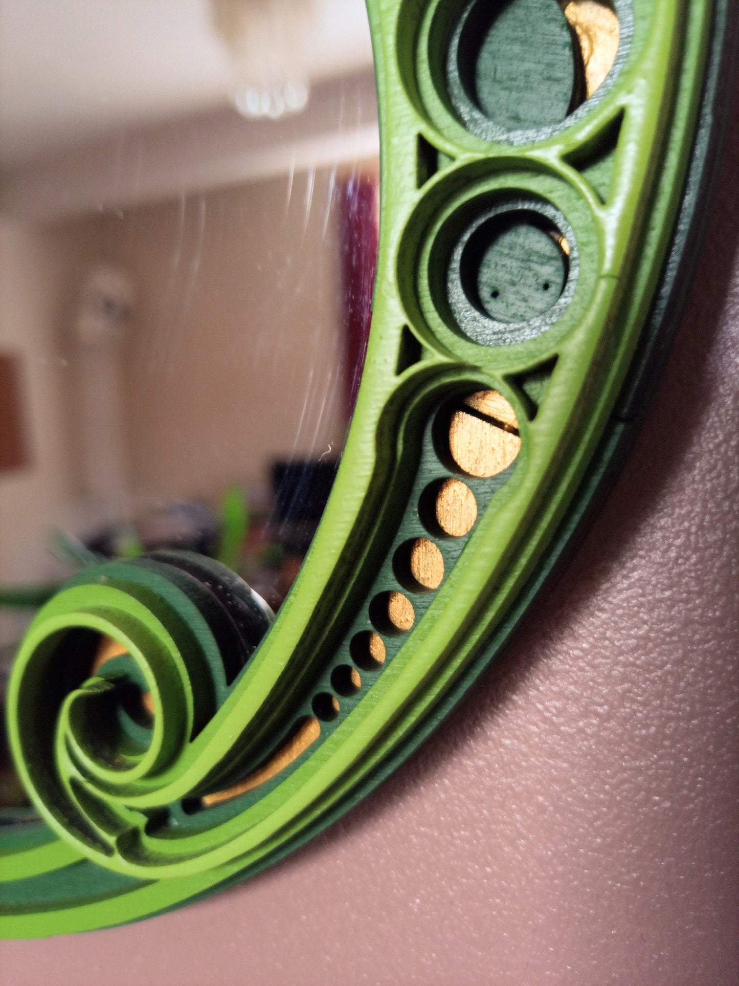 Witchy Art Nouveau Layered Moon Mirror - Green