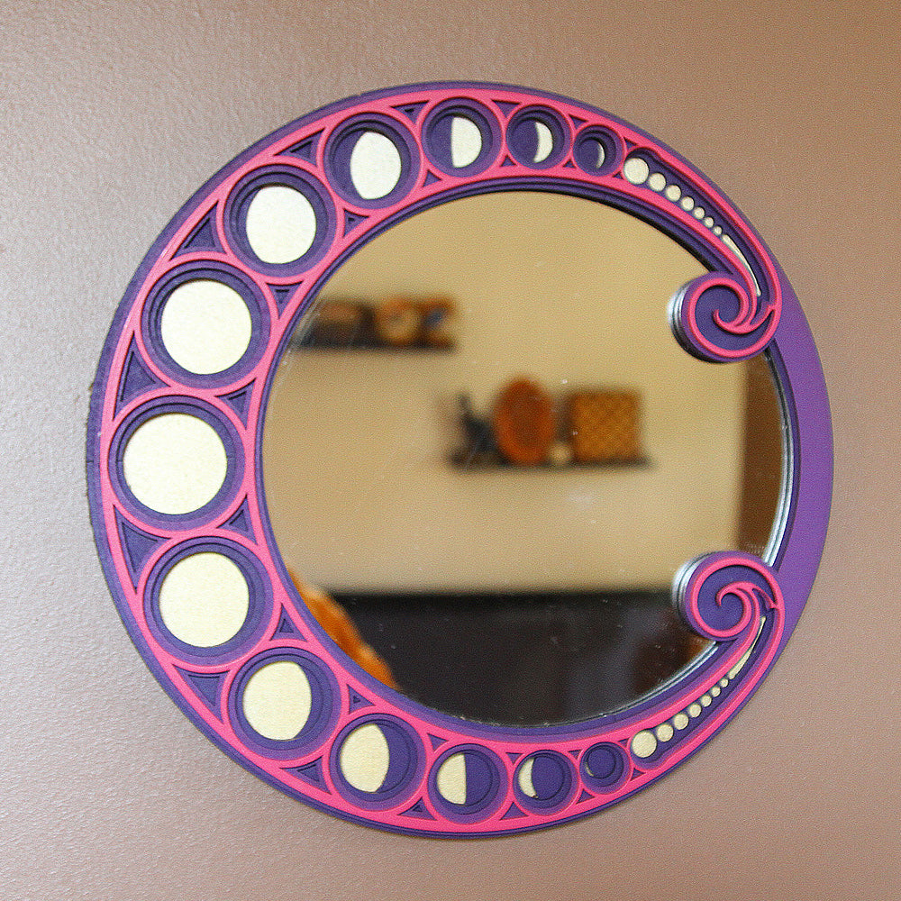 Witchy Art Nouveau Layered Moon Mirror - Purple