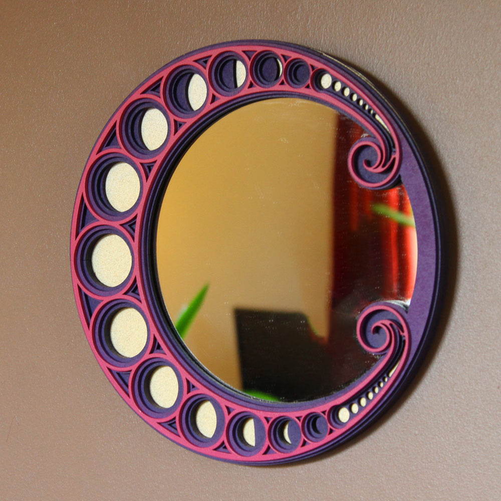 Witchy Art Nouveau Layered Moon Mirror - Purple