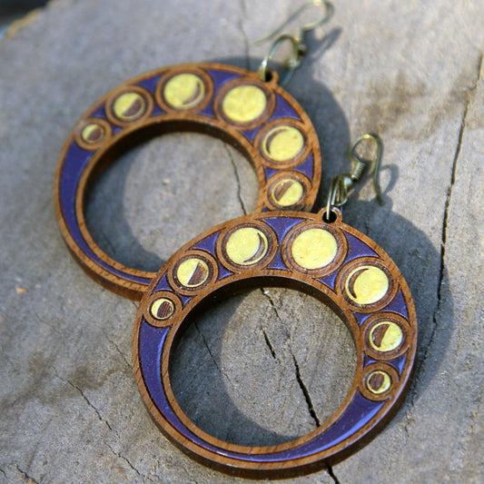 '7 Moons' Art Nouveau Earrings - Midnight Purple