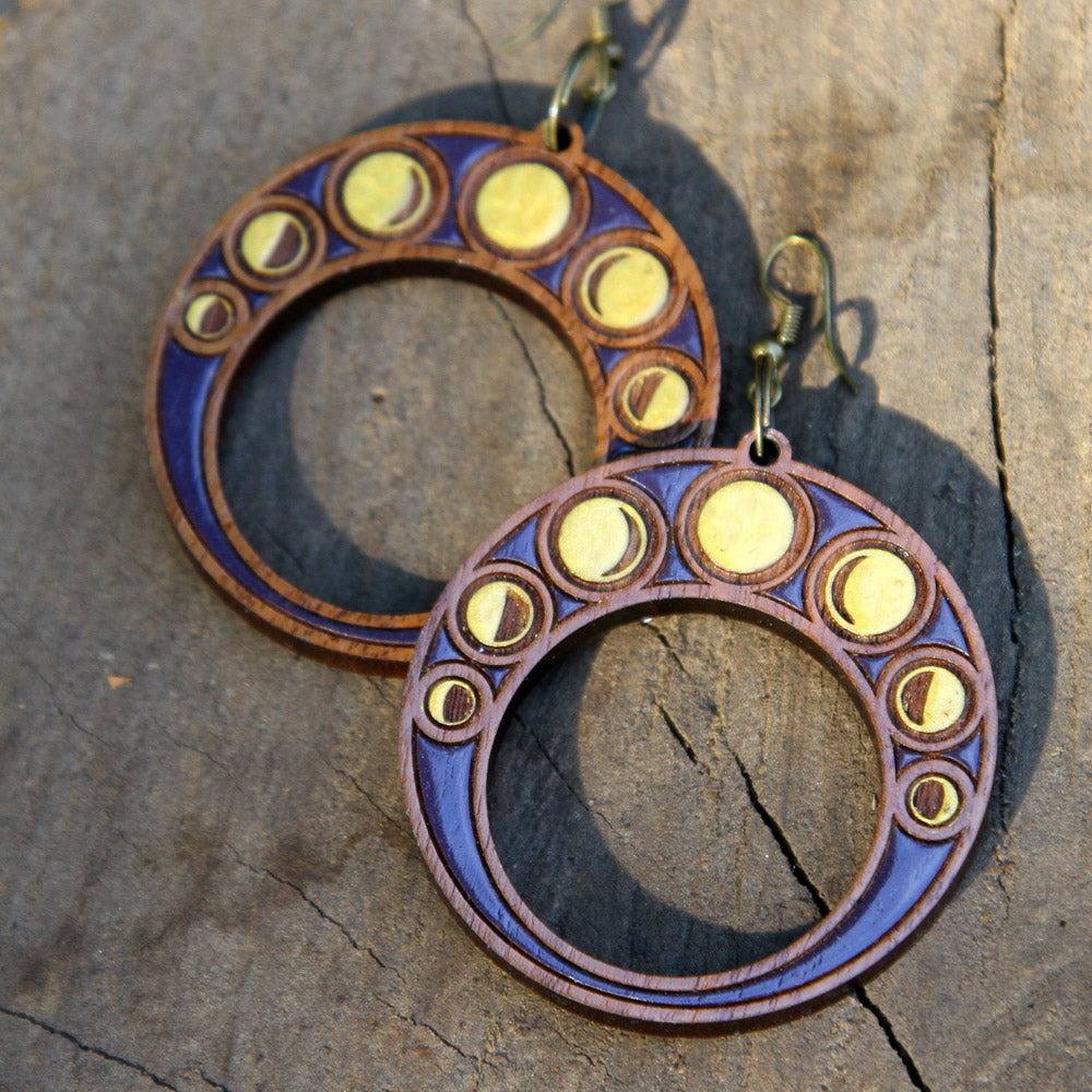 '7 Moons' Art Nouveau Earrings - Midnight Purple