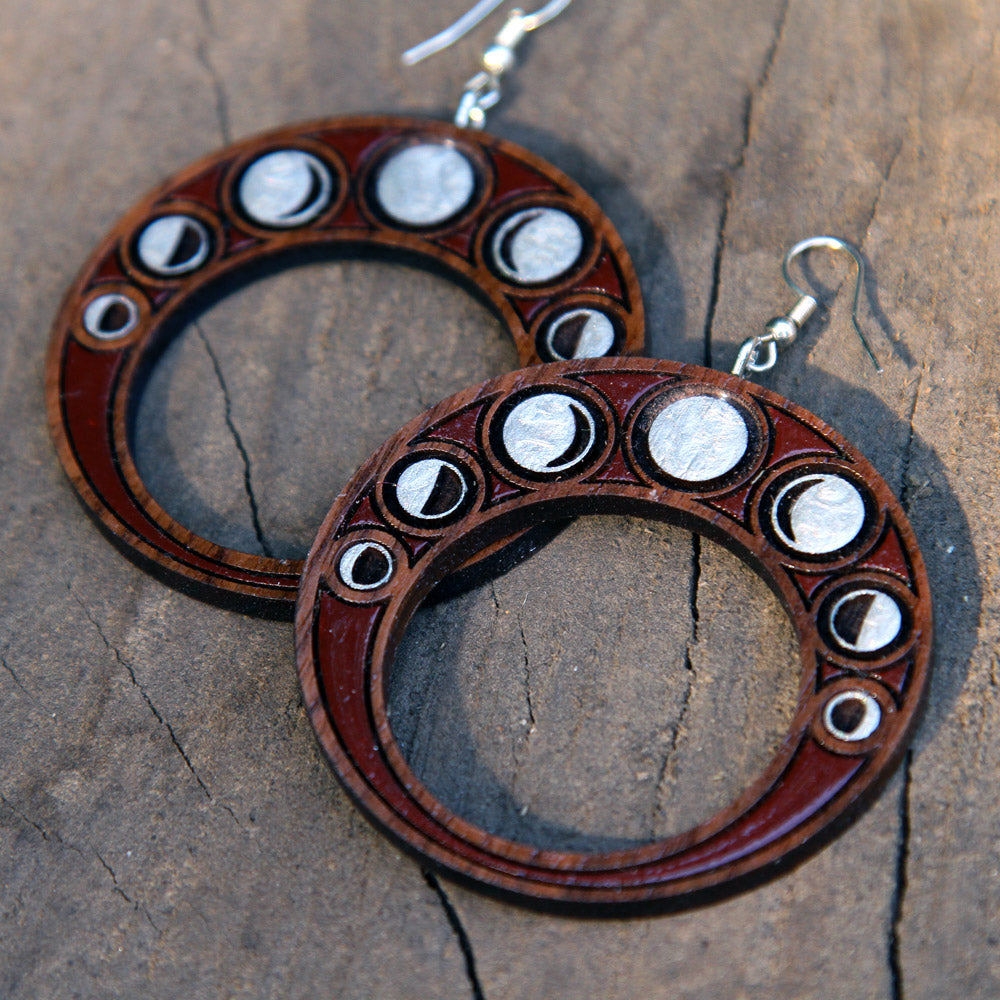 '7 Moons' Art Nouveau Earrings - Boudoir Burgundy