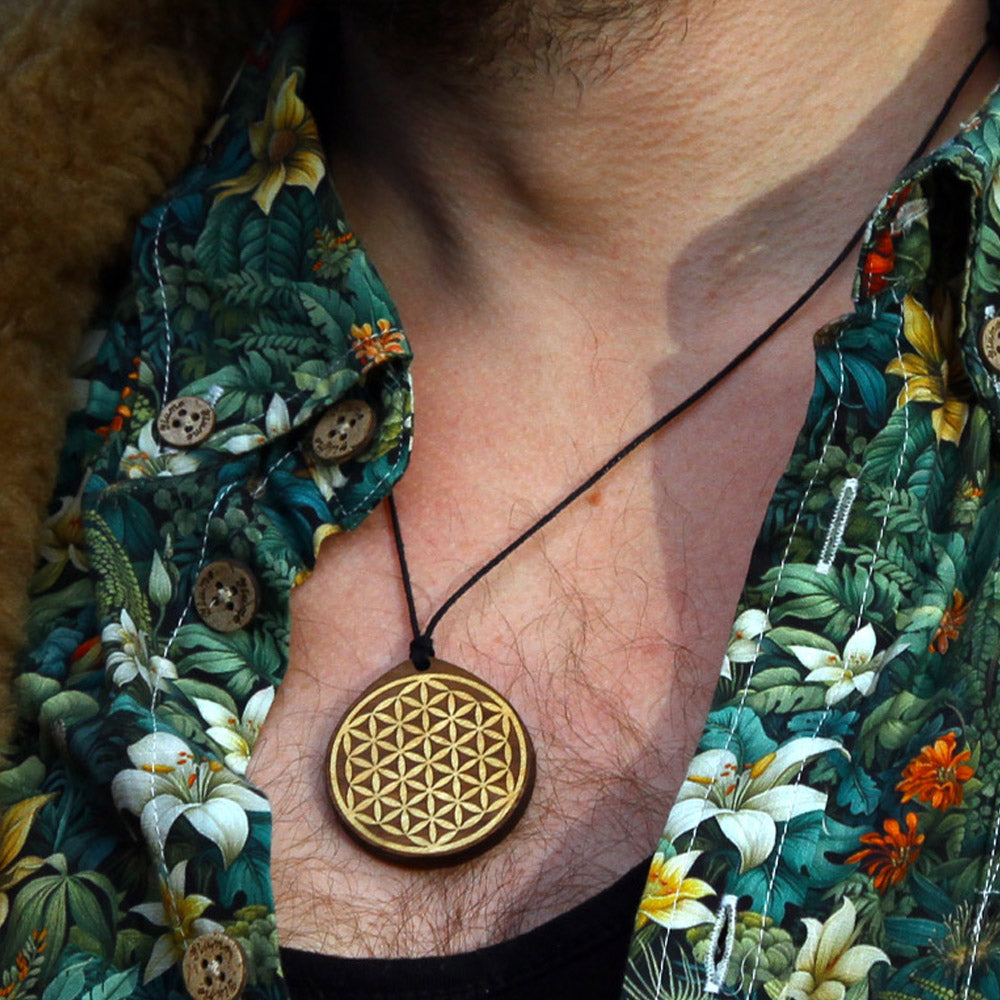 Flower of Life Inlaid Pendant