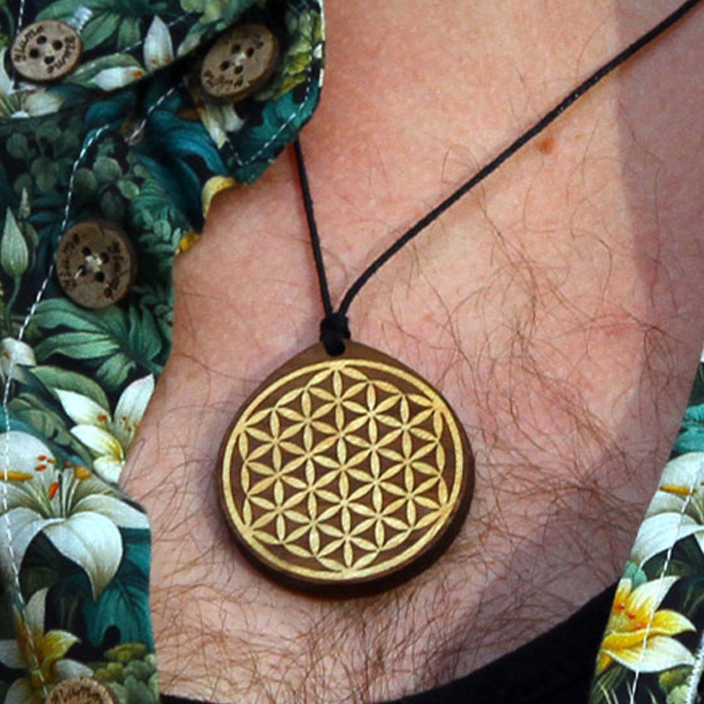 Flower of Life Inlaid Pendant