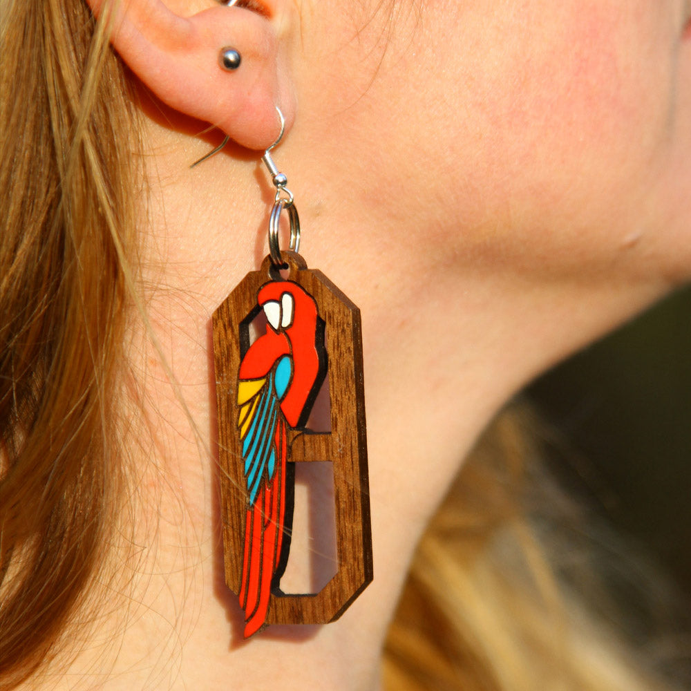 Green Macaw Special Edition Art Deco Earrings