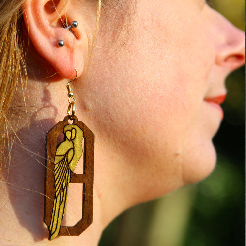 Special Edition Golden Macaw Art Deco Earrings