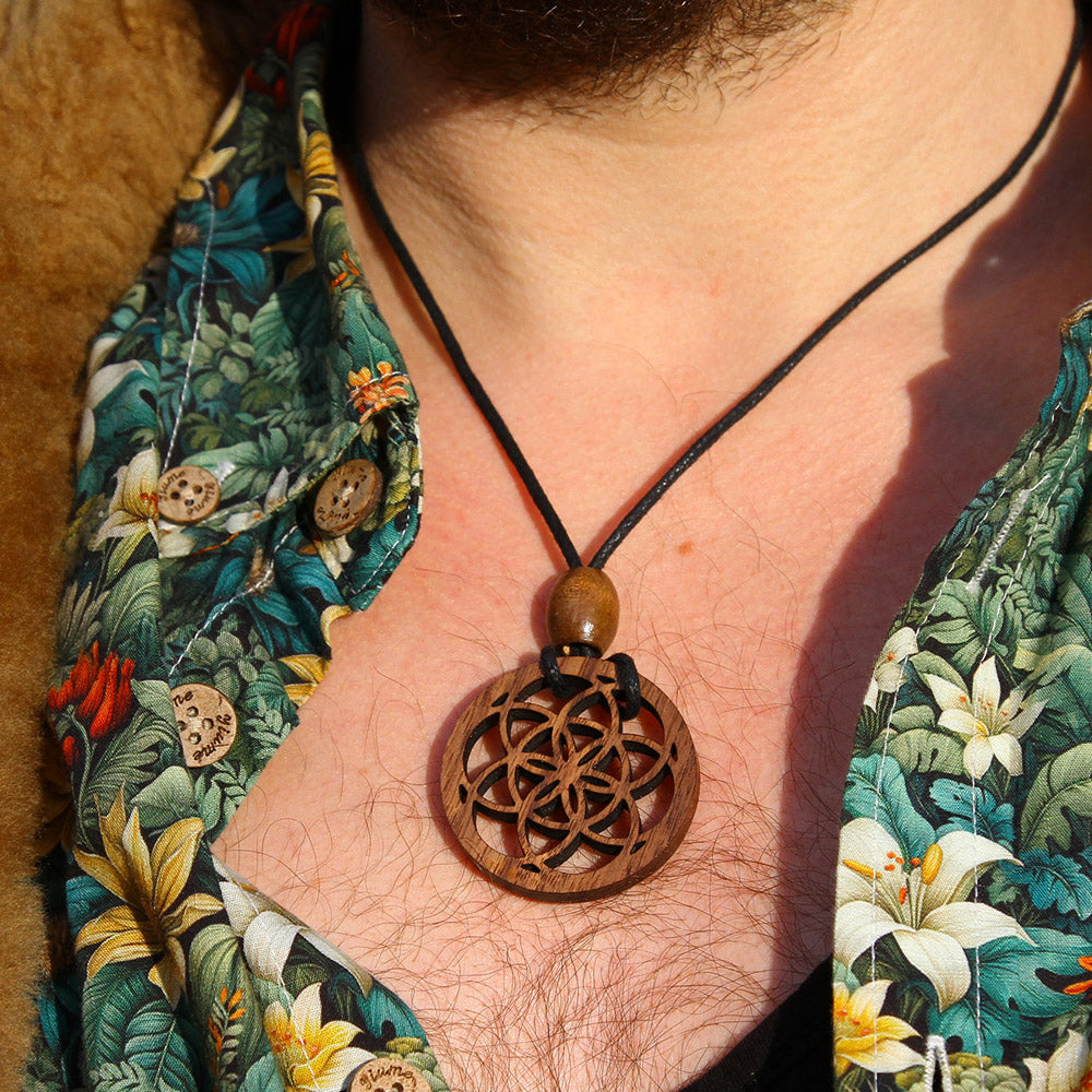 Seed of Life Walnut Pendant