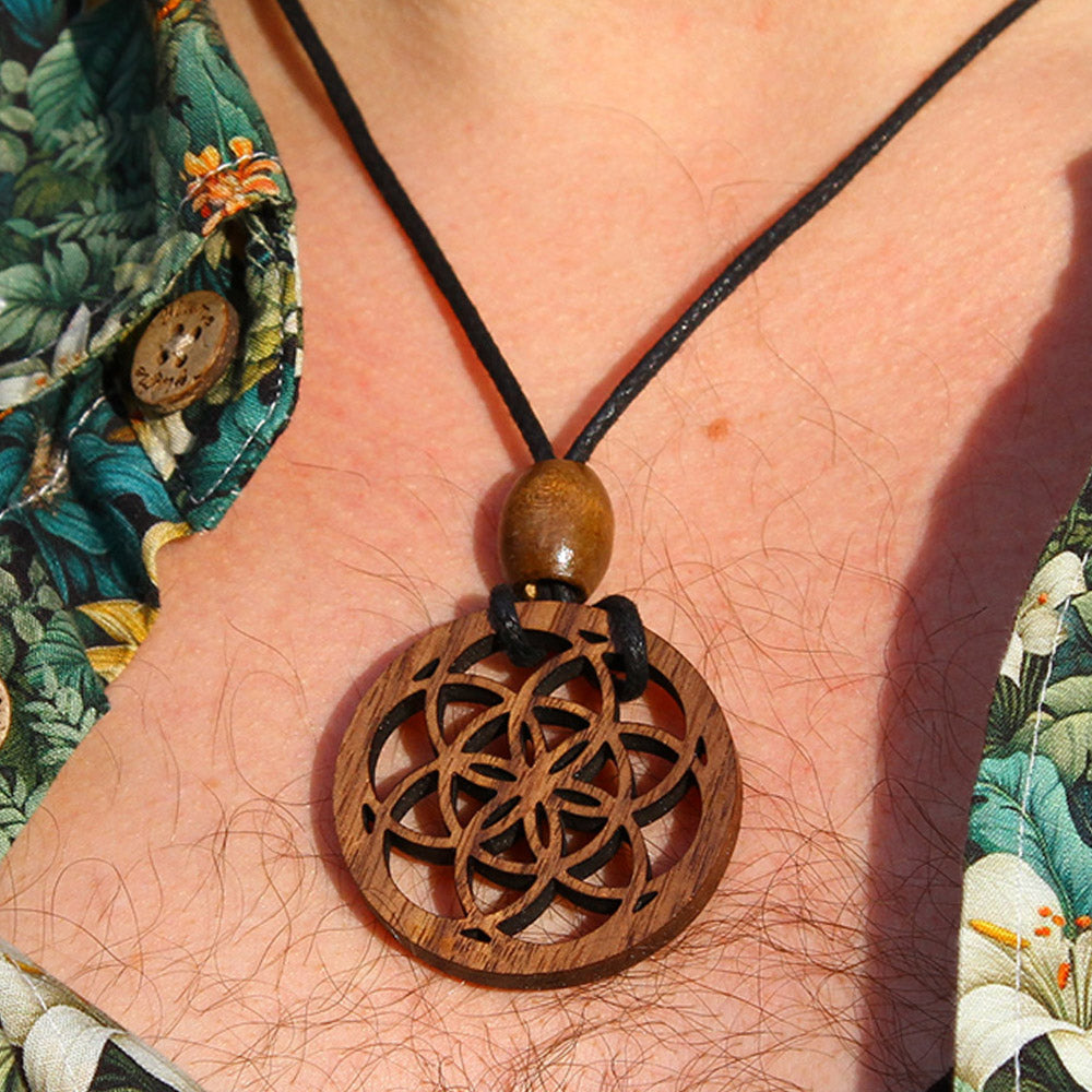 Seed of Life Walnut Pendant