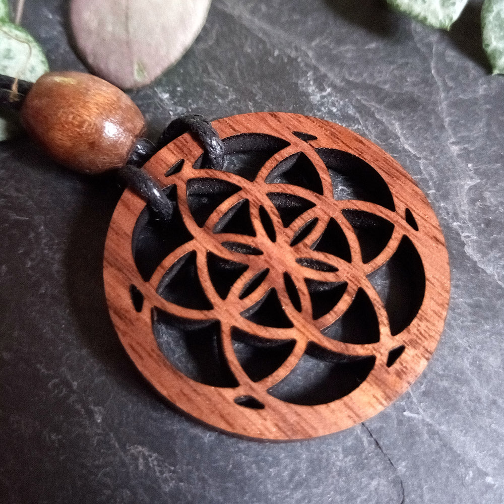 Seed of Life Walnut Pendant