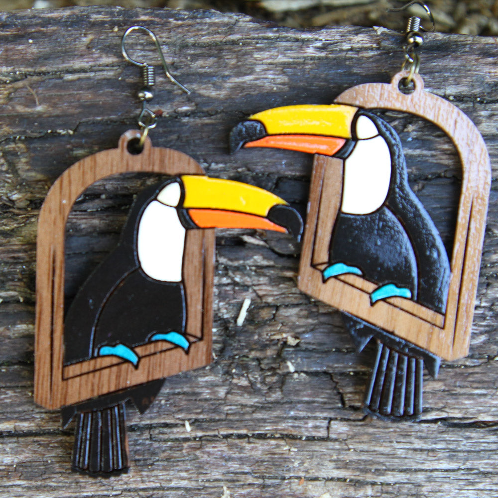 Toucan Walnut Earrings