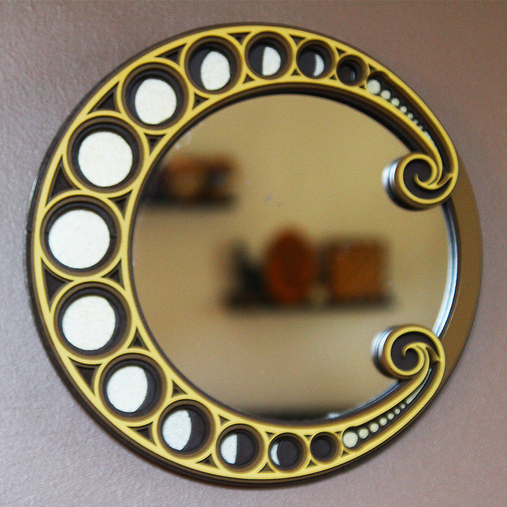 Witchy Art Nouveau Layered Moon Mirror - Brown