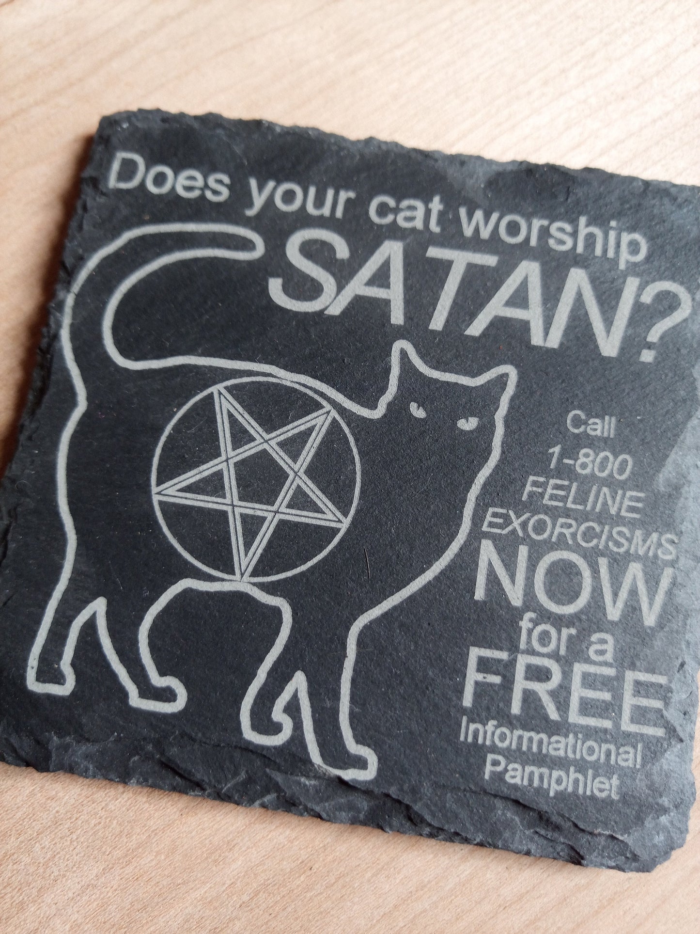 Does Your Cat Worship Satan? Slate Coaster