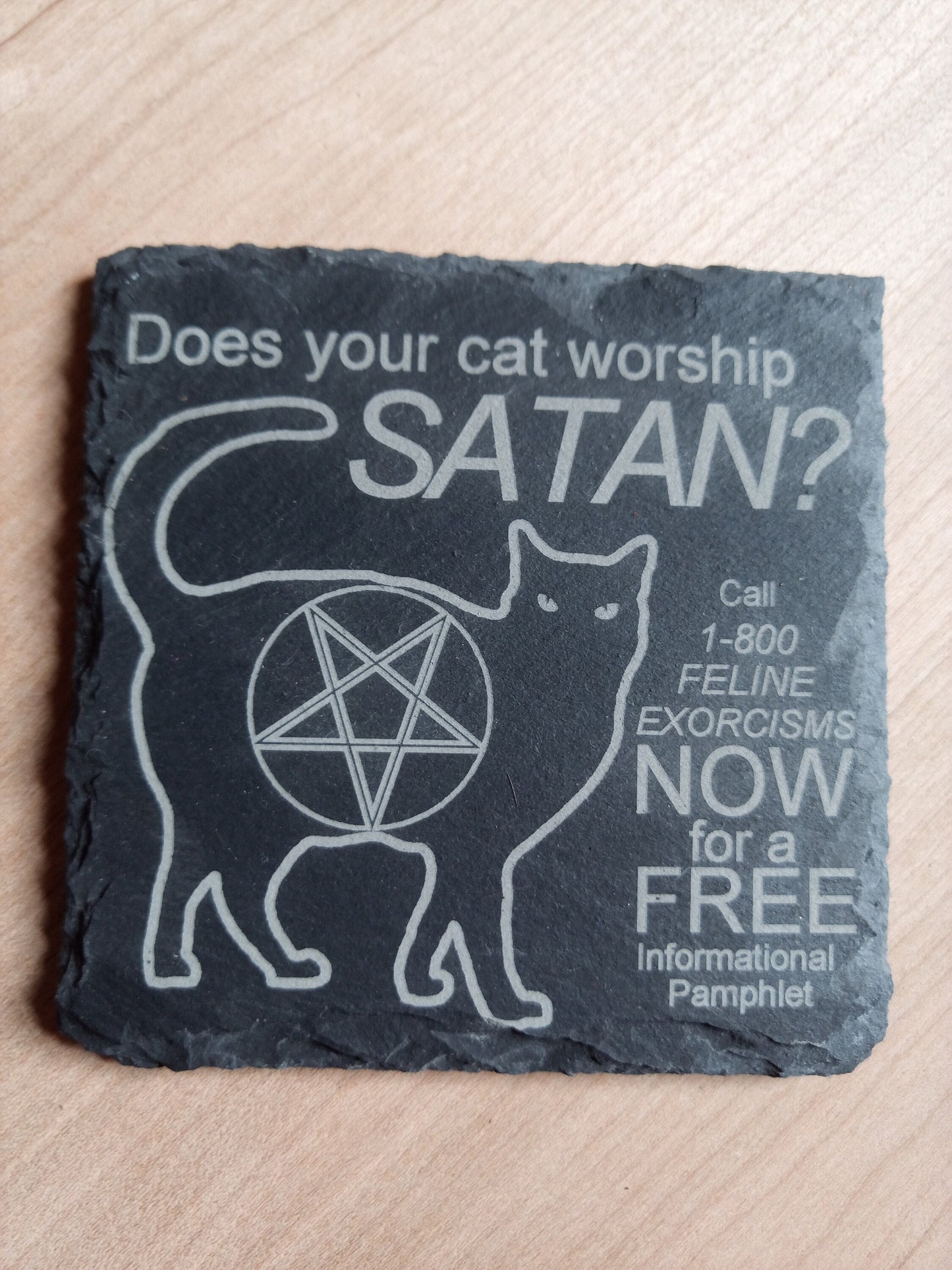 Does Your Cat Worship Satan? Slate Coaster