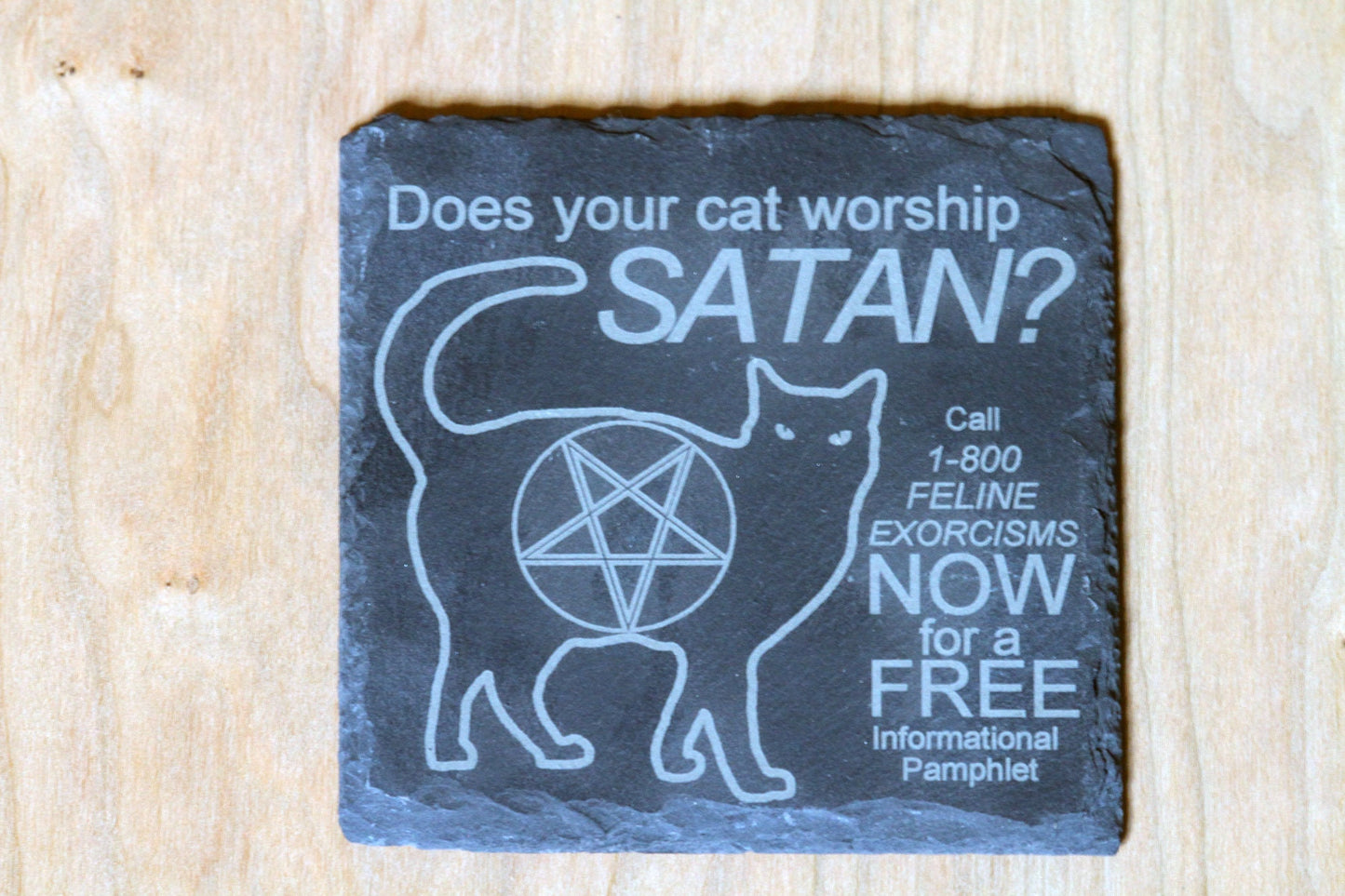 Does Your Cat Worship Satan? Slate Coaster